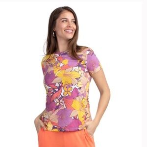 Trina Turk Pima Cotton Tropical Floral Fitted Tee
